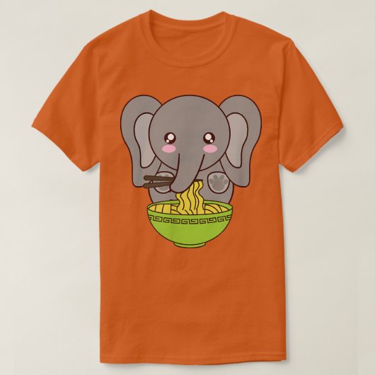 T-shirt Ramen Elephant Kawaii Japanese Anime Cute Kimchi N (Design devant)