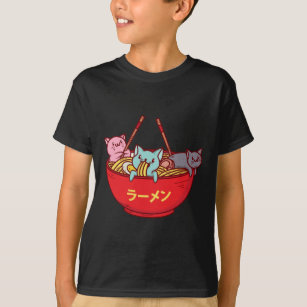 T-shirt Ramen japonais adorables drôles de chat d'Anime de
