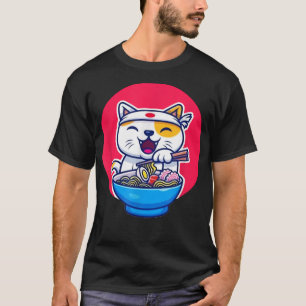 T-shirt Ramen japonais Kawaii Anime Cat Amour Papa Maman, 