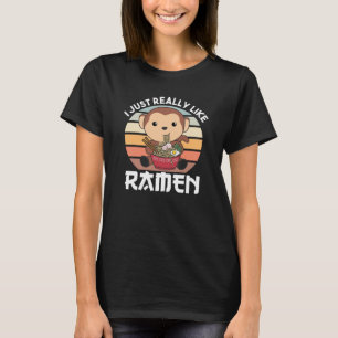 T-shirt Ramen Japonais nouilles Singe Doux Mange Ramen