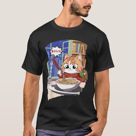 T-shirt Ramen Kawaii Cat Anime (Devant)
