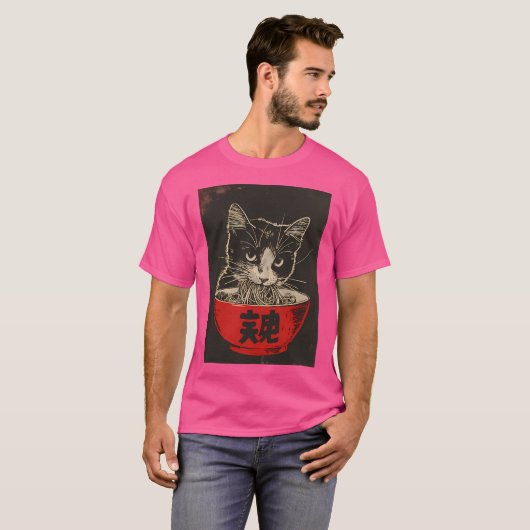 T-shirt Ramen mangeant des chats (Devant entier)