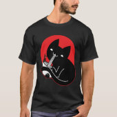 T-shirt Ramen mangeant des chats noirs (Devant)