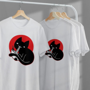 T-shirt Ramen mangeant des chats noirs