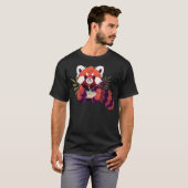 T-shirt Ramen mangeant Panda Rouge (Devant entier)