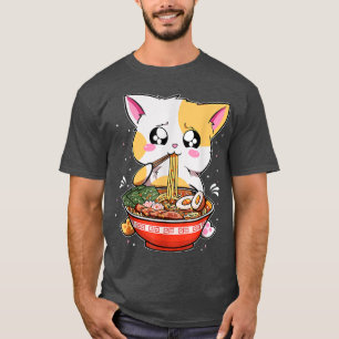 T-shirt Ramen Manger Chat Kawaii Anime Baka Japonais 