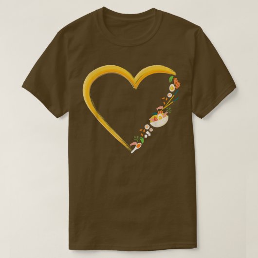 T-shirt Ramen Noodle Bowl Love Japanese Kawaii Heart (Design devant)