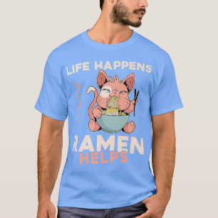 T-shirt Ramen Noodle Bowl Love Japonais Kawaii Cat Life Ha