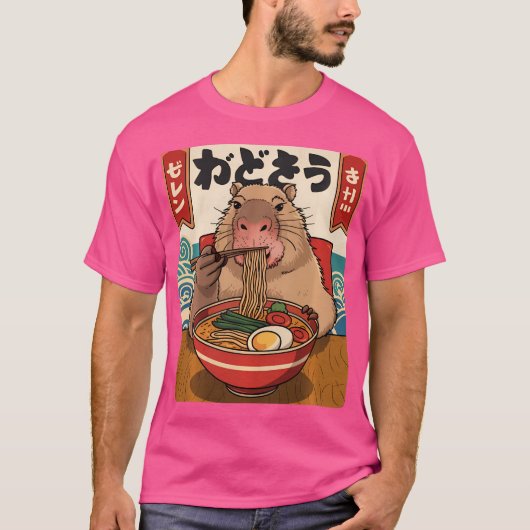 T-shirt Ramen Noodle Capybara Kawaii Anime Ramen Capybara (Devant)