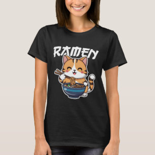T-shirt Ramen Noodle Neko Chat Japonais Kawaii Manga Anime