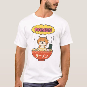 T-shirt Ramen Shiba Inu Mignon Kawaii Nouilles Japonaises