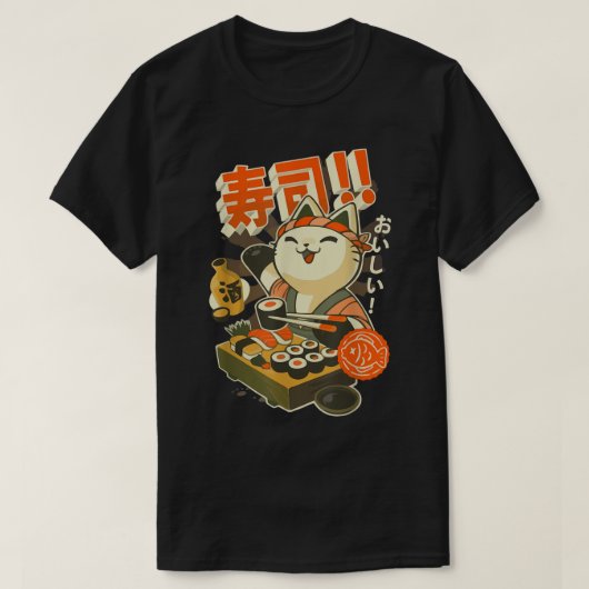 T-shirt Ramen vêtements graphique Chat Sushi Kawaii Anime  (Design devant)