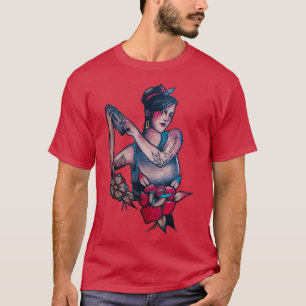 T-shirt RampB Forte barman Femme amp Horloge de la Fête du