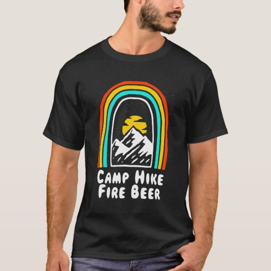 T-shirt Randonnée au camp Fire Bière Camping Randonnée Cam (Devant)