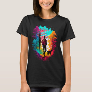 T-shirt Randonnée avec des pèlerins de chien camping monta