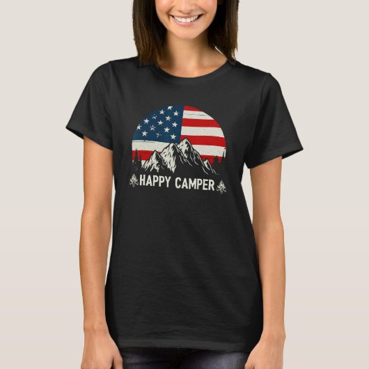 T-shirt Randonnée de camping présent Joyeux drapeau de cam (Devant)