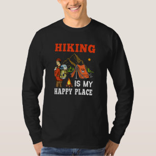 T-shirt Randonnée Est Mon Endroit Heureux Randonnée Campin