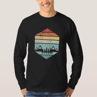 T-shirt Randonnée Mountain Sunset Retro Randonnée Vintage