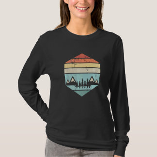 T-shirt Randonnée Mountain Sunset Retro Randonnée Vintage