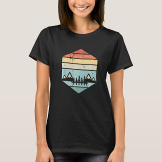 T-shirt Randonnée Mountain Sunset Retro Randonnée Vintage