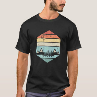 T-shirt Randonnée Mountain Sunset Retro Randonnée Vintage