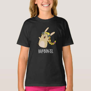 T-shirt Rap-bun-zel Funny Bunny Pun Dark BG
