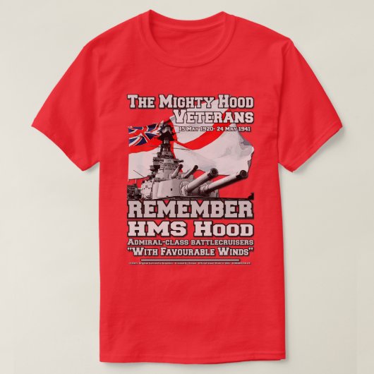 T-shirt RAPPELEZ-VOUS HMS Hood Battlecruiser fiers marins (Design devant)