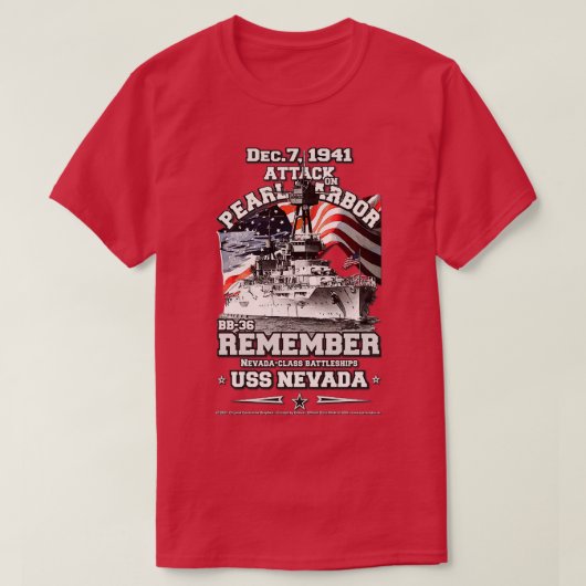 T-shirt RAPPELEZ-VOUS Pearl Harbour USS Nevada BB36 (Design devant)