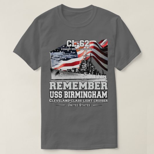 T-shirt RAPPELEZ-VOUS USS Birmingham CL62 Bataillons de cr (Design devant)