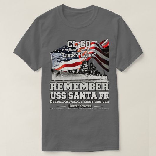 T-shirt RAPPELEZ-VOUS USS Père Noël Fe CL60 vétérans du cr (Design devant)