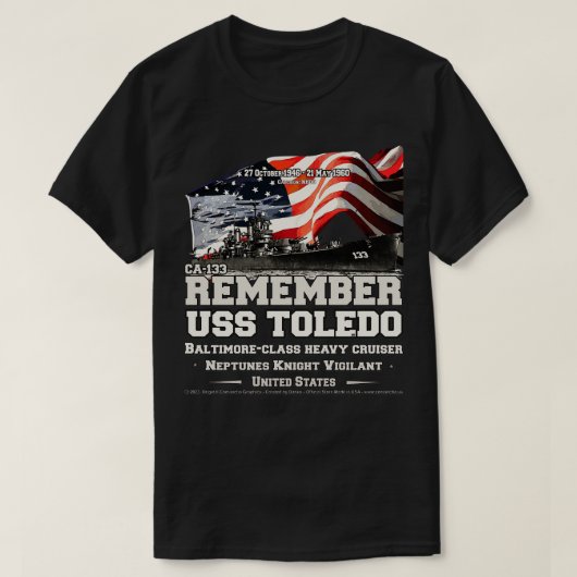 T-shirt RAPPELEZ-VOUS USS Toledo CA133 vétérans de croiseu (Design devant)
