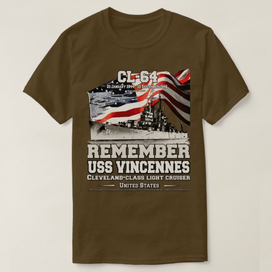 T-shirt RAPPELEZ-VOUS USS Vincennes CL64 anciens combattan (Design devant)