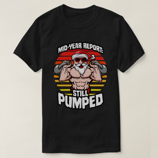 T-shirt Rapport Mi-Année Encore Pumped Père Noël Kettlebel (Design devant)