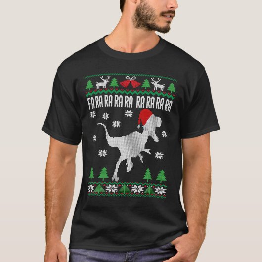 T-shirt Rapporteure Santa Hat Velociraptor Dinosaur Ugly C (Devant)