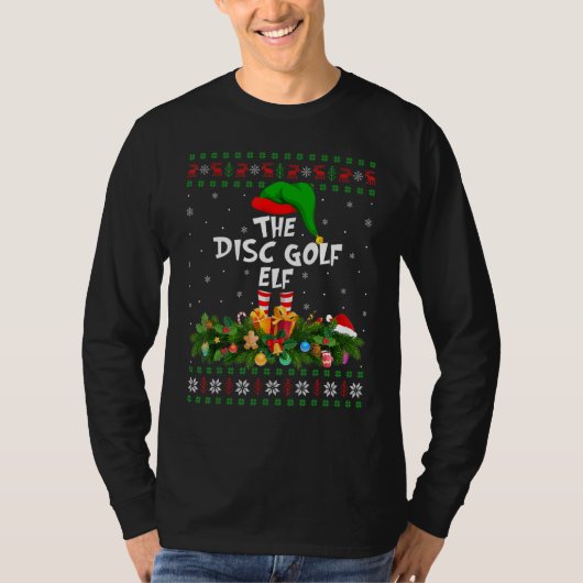 T-shirt Rapprocher Famille laid Disc Golf Elf Noël (Devant)