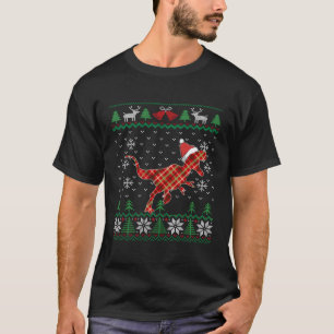T-shirt Raptor Plaid Santa Hat Velociraptor Dinosaur Ugly