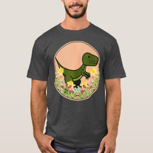 T-shirt Raptor Velociraptor Dino Dinosaures Floral Fleurs