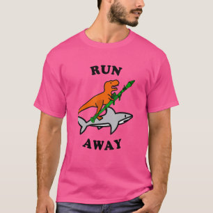 T-shirt Raptor with A Rocket Launcher Riding A Shark Meme