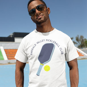 T-shirt Raquette de Pickleball Personnalisée Bleue et Jaun
