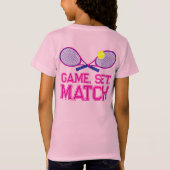 T-Shirt Raquette de tennis et bille rose bleu graphique pe (Dos)