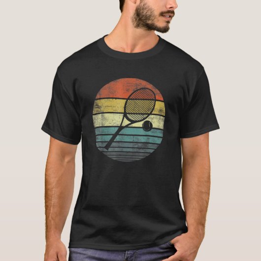 T-shirt Raquette de tennis Retro Sunset (Devant)