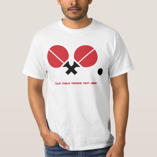 T-shirt Raquettes de ping-pong de table et boule noir, rou (Devant)