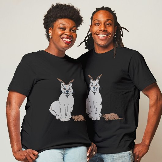 T-shirt Rare Twin Serval Faune Beauté Noir