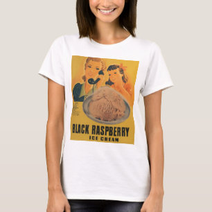 T-shirt rasberry noir d'annonce de crème glacée