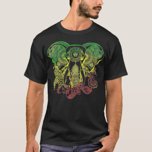 T-shirt Rasta Couleurs Rastafarian Retro Elephant Reggae J