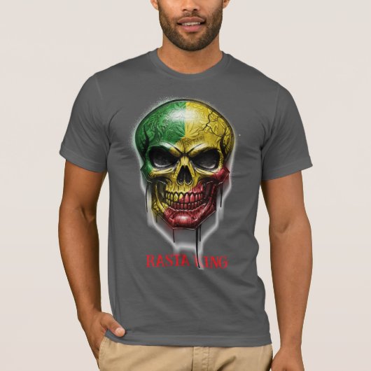 T-SHIRT RASTA KING SKULL (Devant)