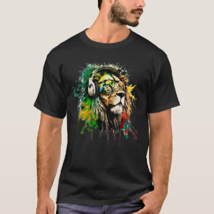 T-shirt Rasta Lion Design Rastafari Reggae & Jamai
