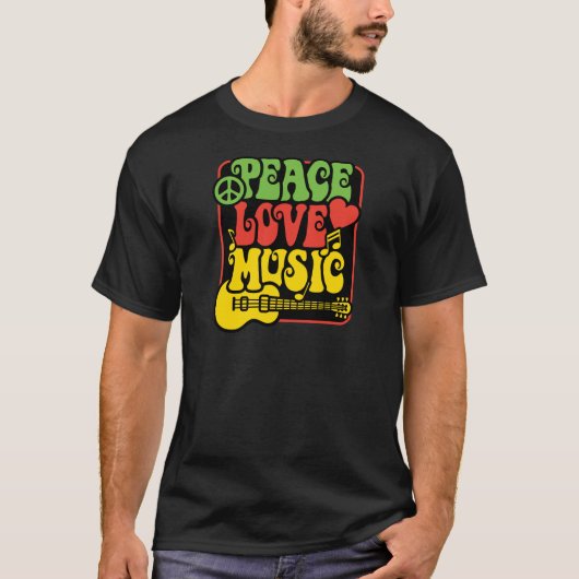 T-shirt Rasta Peace Love Music (Devant)