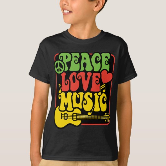 T-shirt Rasta PEACE-LOVE-MUSIC (Devant)