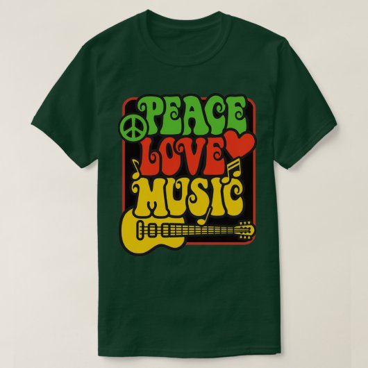 T-shirt Rasta Peace Love Music (Design devant)